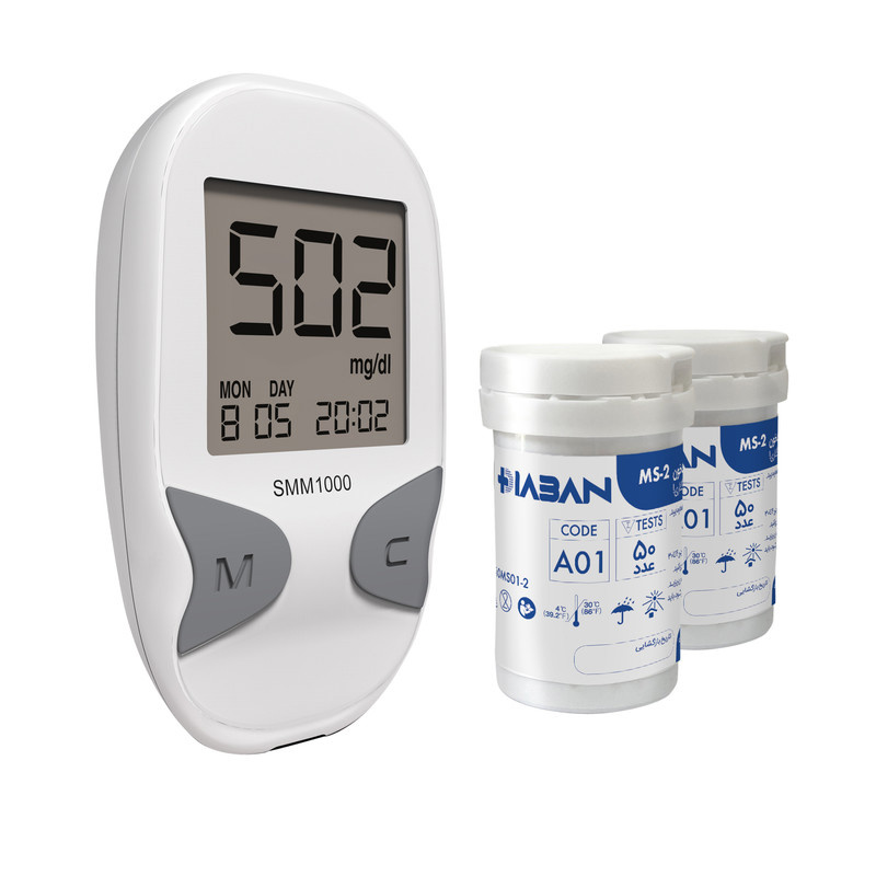 دستگاه تست قند خون دیابان مدل  SMM 1000 به همراه نوار تست قند خون مجموعه 2 عددی