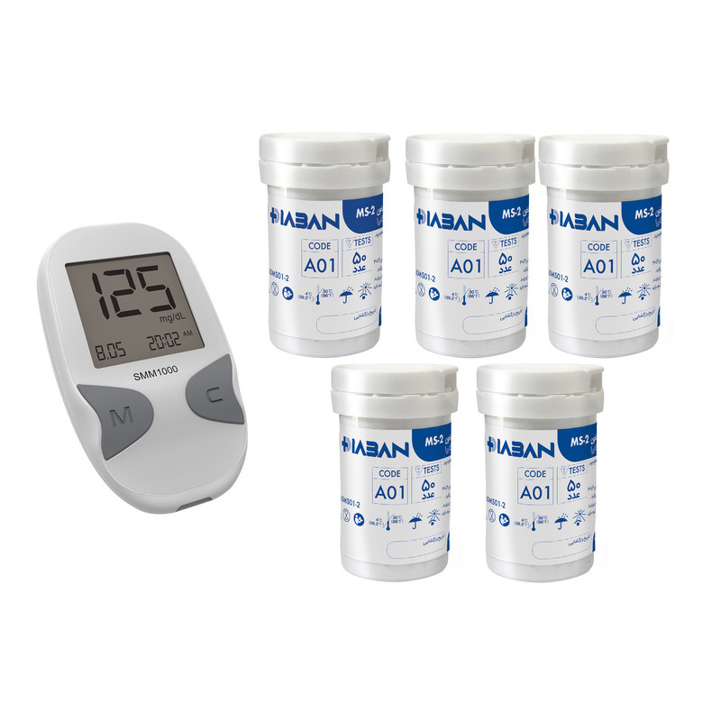 دستگاه تست قند خون دیابان مدل SMM1000 به همراه نوار تست قند خون مجموعه 5 عددی