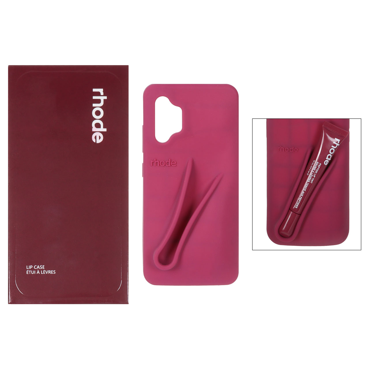 کاور گوشی سیلیکونی پاک کنی سامسونگ Galaxy A32 4G مدل Lip Case rhode به همراه لیپ گلاس رود