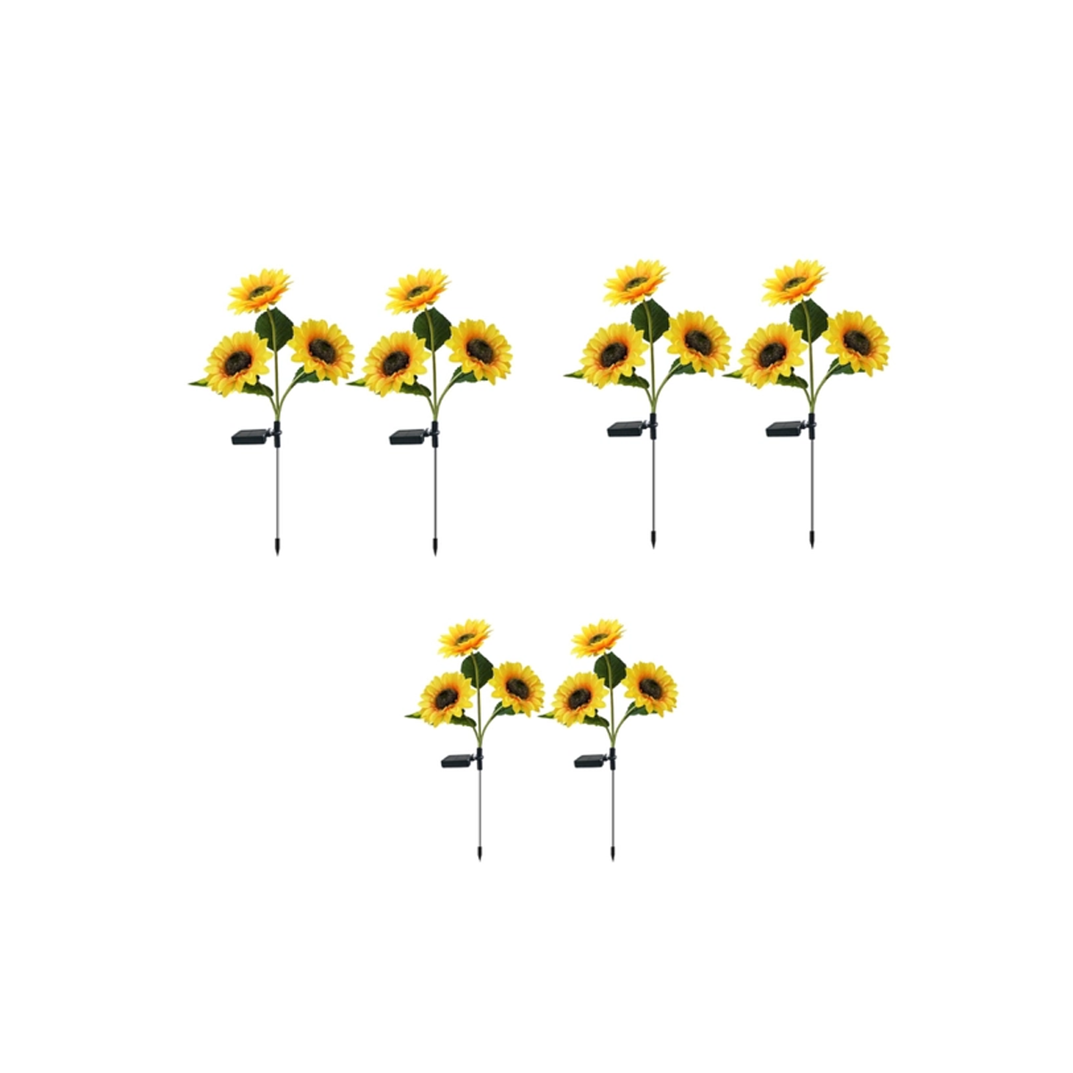 چراغ پارکی خورشیدی سولونیکس مدل گل آفتابگردان مجموعه 6 عددی-small-image