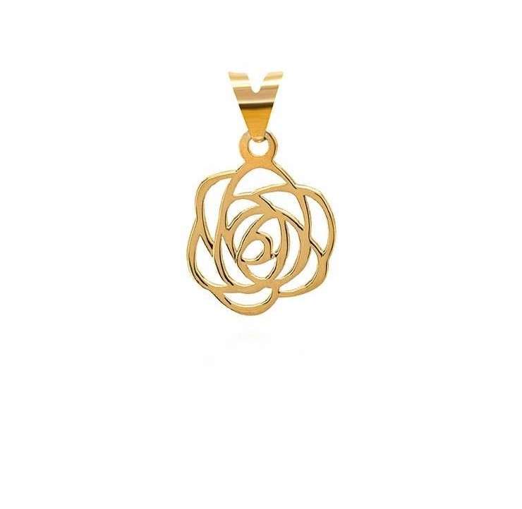 پلاک گردنبند طلا 18عیار اپال گلد مدل  گل رز GR013