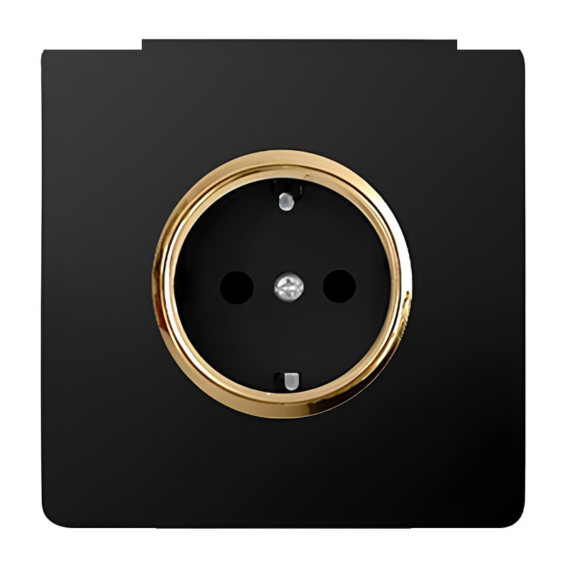 پریز برق ارت دار صنایع آسیا الکتریک مدل کریستال BLK-GLD