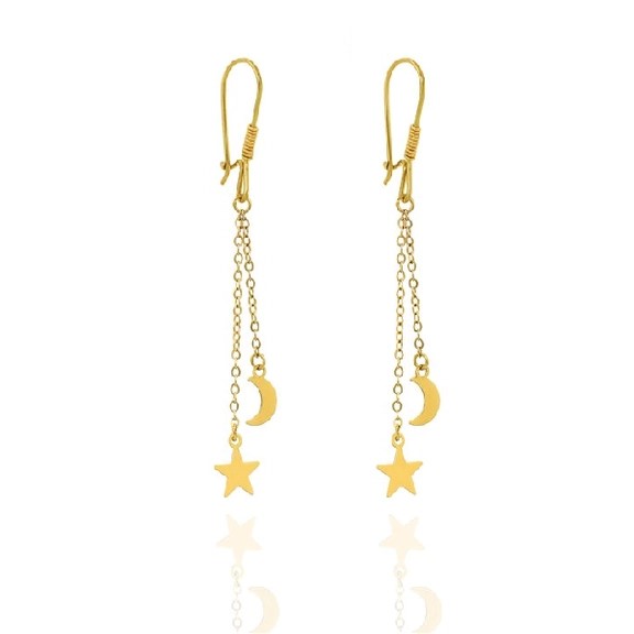 گوشواره طلا  18عیار اپال گلد مدل ماه و ستاره کد N0013