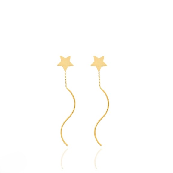 گوشواره طلا 18عیار اپال گلد مدل بخیه ای ستاره توپر