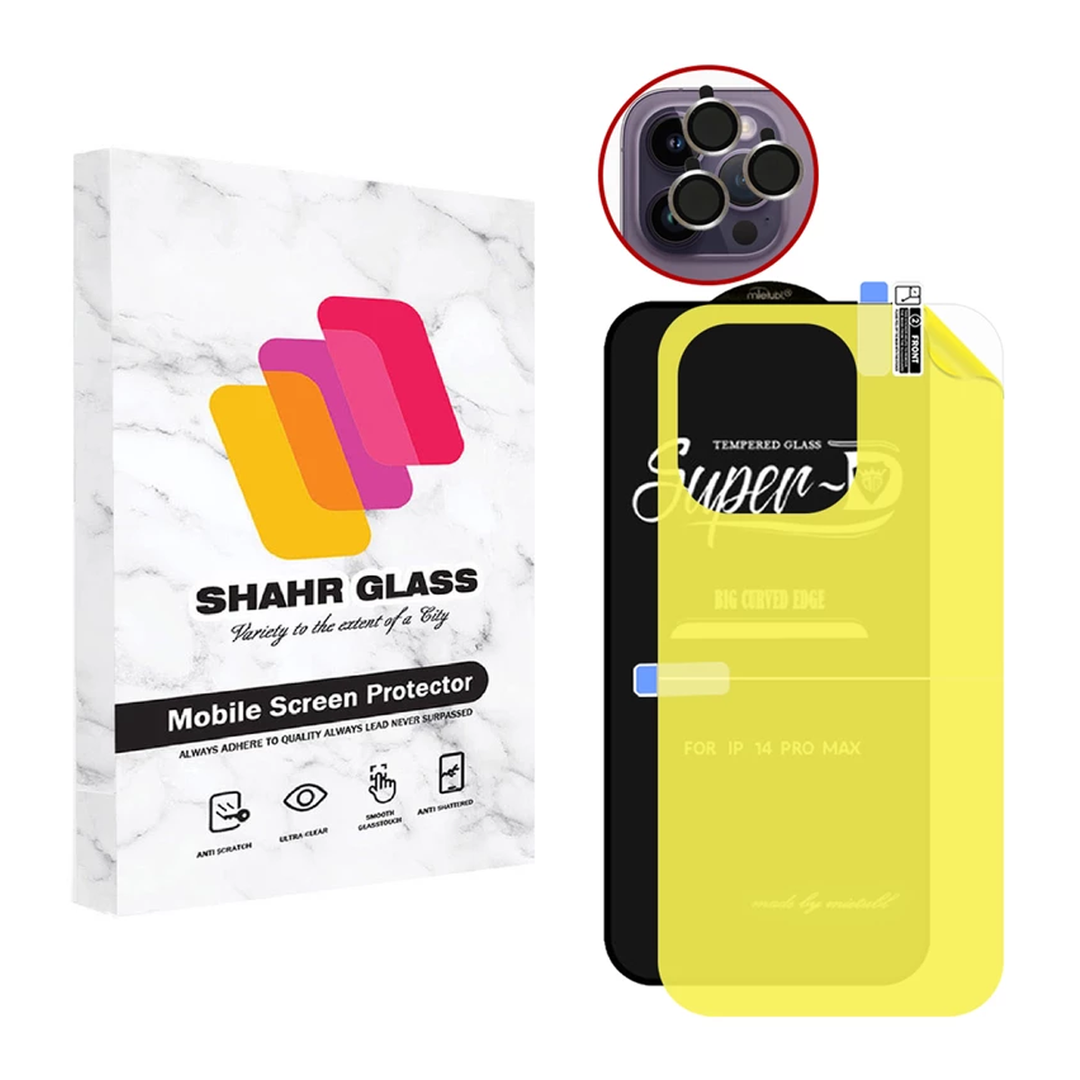 گلس گوشی اپل iPhone 14 شهر گلس مدل 3SNR به همراه محافظ پشت گوشی و محافظ لنز دوربین گلس گوشی اپل iPhone 14 شهر گلس مدل 3SNR به همراه محافظ پشت گوشی و محافظ لنز دوربین