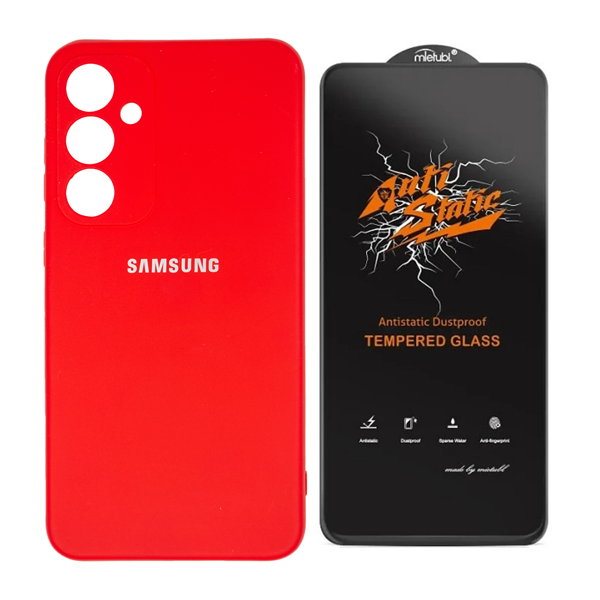 قاب گوشی سامسونگ Galaxy A35 مدل سیلیکونی به همراه گلس مشکی Anti Static
