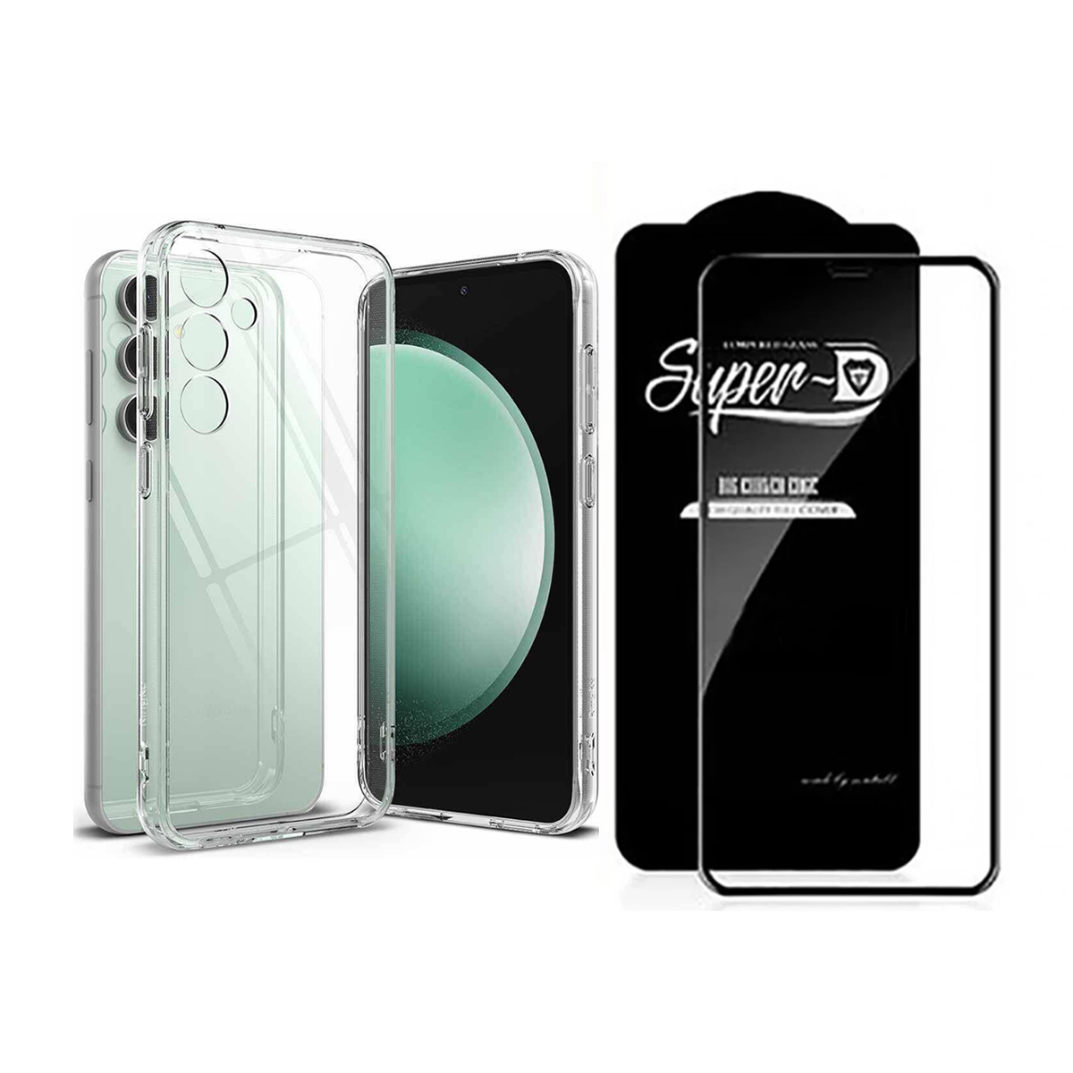 کاور گوشی سامسونگ گلکسی Galaxy S23 FE مدل ژله ای به همراه گلس مدل Super D