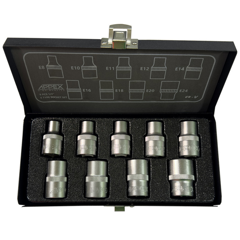 آچار بکس اپکس مدل SMT-ETYPE SOCET SET-9OCS-APX-6038 مجموعه 9 عددی