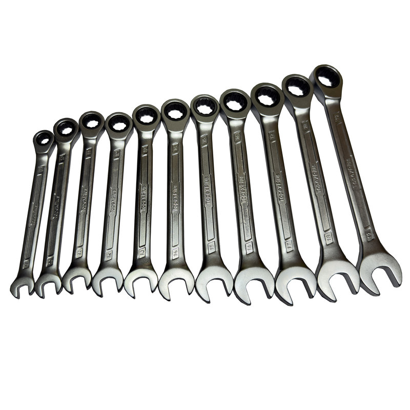 آچار یکسر تخت یکسر جغجغه ای تاپکس مدل SMT-8-19MM-CHROM VANADIOM مجموعه 11 عددی