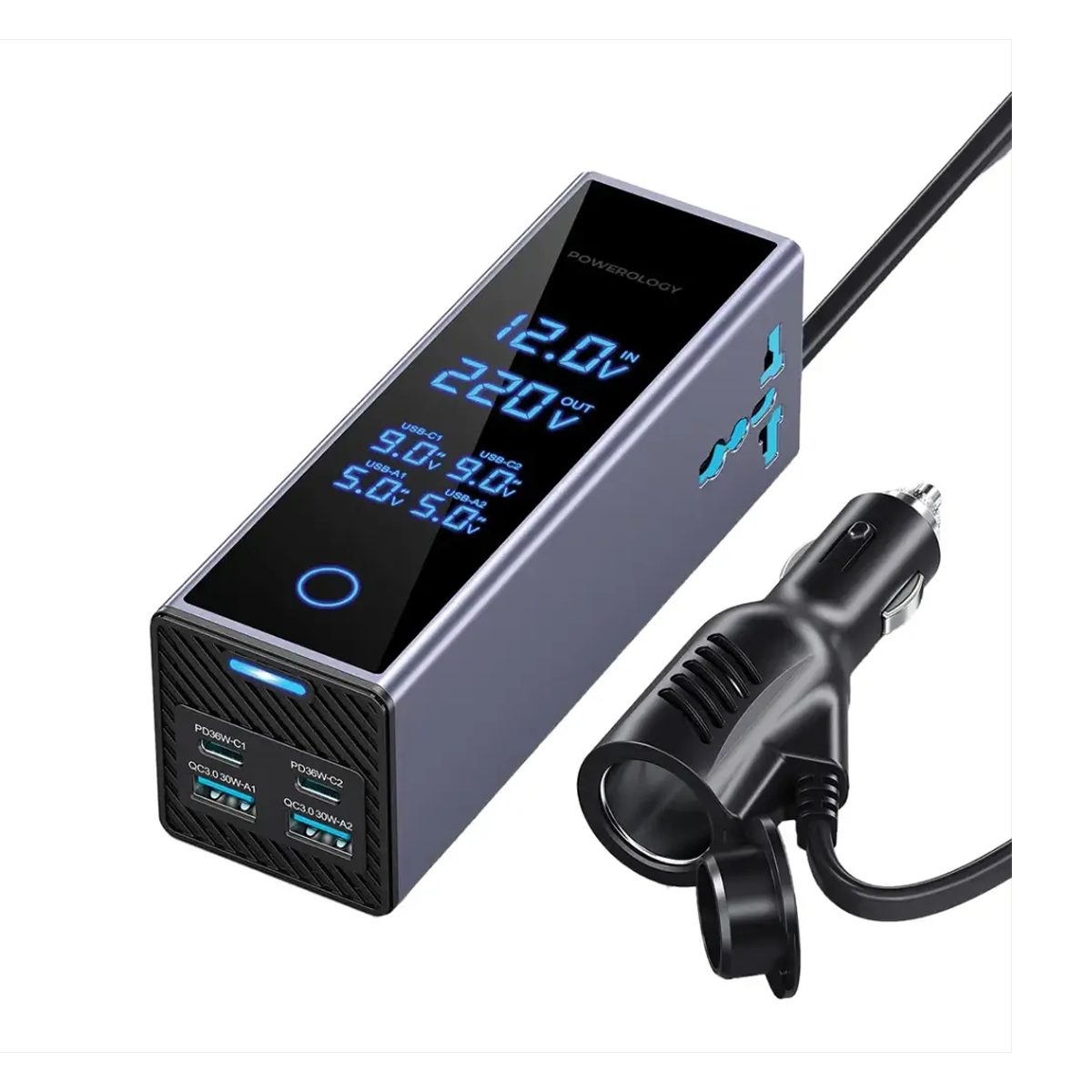 اینورتر خودرو پاورولوجی مدل Powerology 2×AC Socket PWCUQC044-small-image