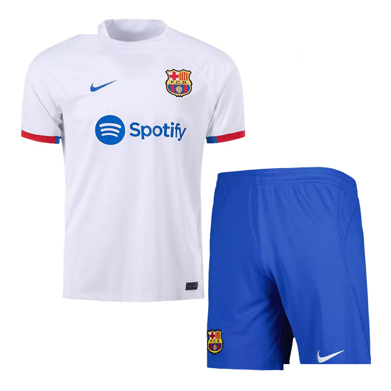 ست تیشرت و شلوارک ورزشی مردانه مدل بارسلونا کد Away 2024 سفید