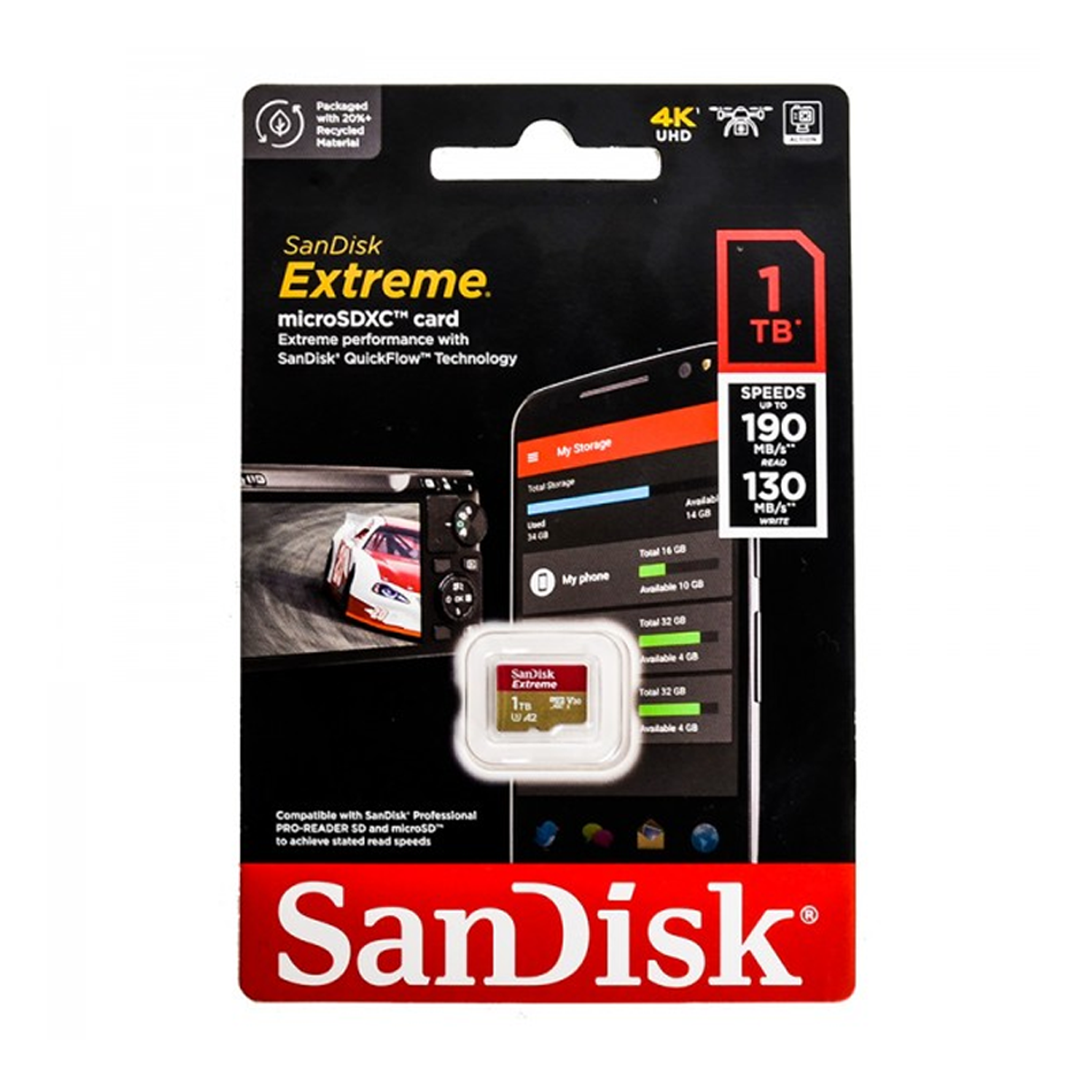 کارت حافظه microSDXC سن دیسک مدل Extreme کلاس A2 استاندارد UHS-III سرعت 190MBps ظرفیت 1 ترابایت کارت حافظه microSDXC سن دیسک مدل Extreme کلاس A2 استاندارد UHS-III سرعت 190MBps ظرفیت 1 ترابایت-small-image