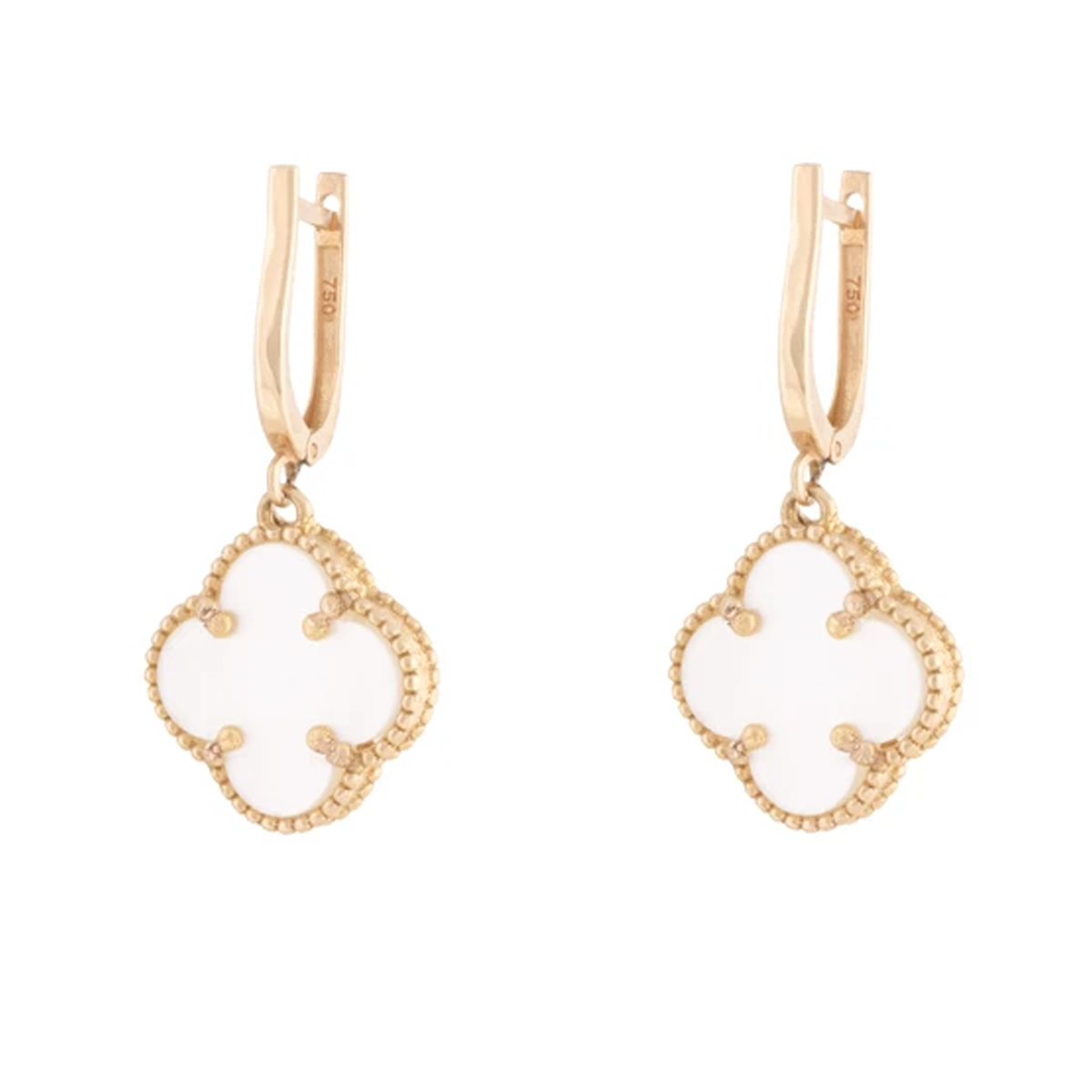گوشواره طلا 18 عیار زنانه سور گالری طرح ونکلیف آرپلز مدل سنگ دار-small-image