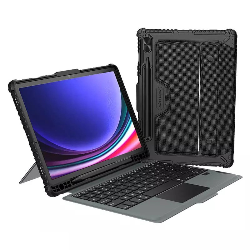 کیف کلاسوری کیبورددار نیلکین مدل Bumper Combo Backlit Keyboard مناسب برای تبلت سامسونگ Galaxy Tab S10 FE/ Tab S9 کیف کلاسوری کیبورددار نیلکین مدل Bumper Combo Backlit Keyboard مناسب برای تبلت سامسونگ Galaxy Tab S10 FE/ Tab S9