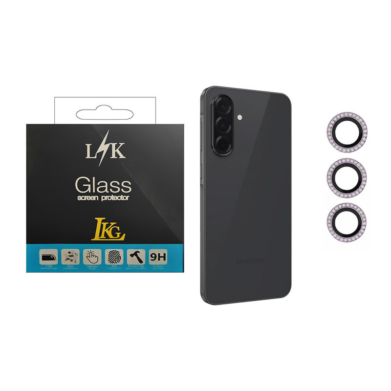 محافظ لنز دوربین ال کا جی مدل نگین دار مناسب برای گوشی موبایل سامسونگ Galaxy A56 5G محافظ لنز دوربین ال کا جی مدل نگین دار مناسب برای گوشی موبایل سامسونگ Galaxy A56 5G
