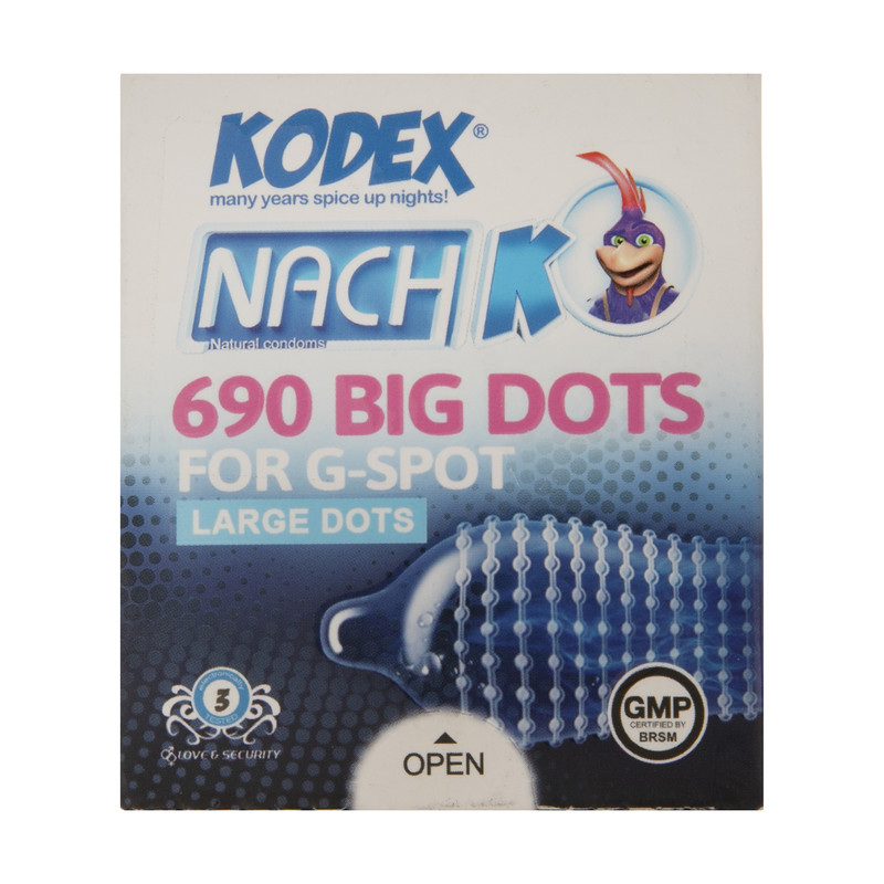 کاندوم ناچ کدکس مدل BIG DOTS بسته 3 عددی کاندوم ناچ کدکس مدل BIG DOTS بسته 3 عددی