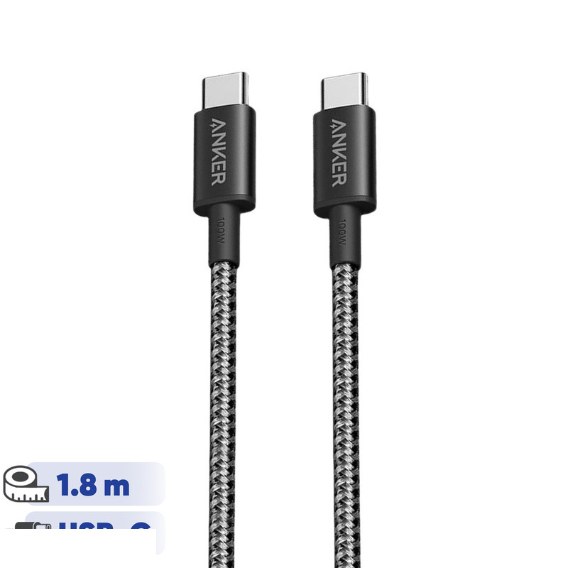 کابل تبدیل USB-C به USB-C انکر مدل Nylon A8753 طول 1.8 متر
