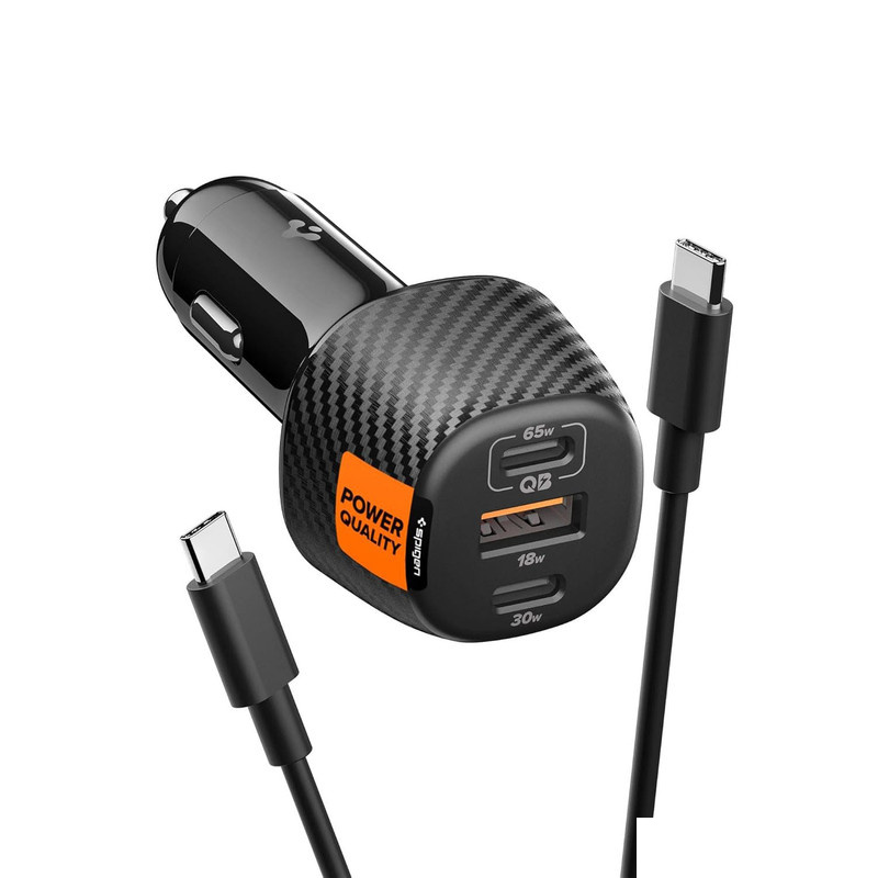 شارژر فندکی 113 وات سه پورت اسپیگن مدل EV1133 به همراه کابل تبدیل USB‑C