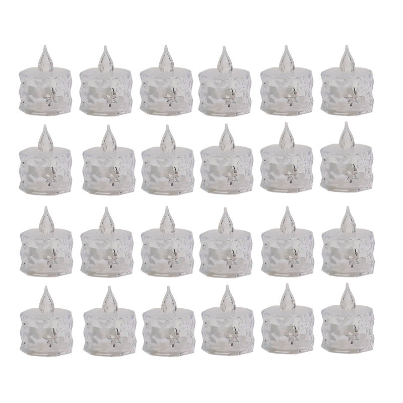 شمع ال ای دی مدل کریستالی شفاف طرح Diamond مجموعه 24 عددی شمع ال ای دی مدل کریستالی شفاف طرح Diamond مجموعه 24 عددی