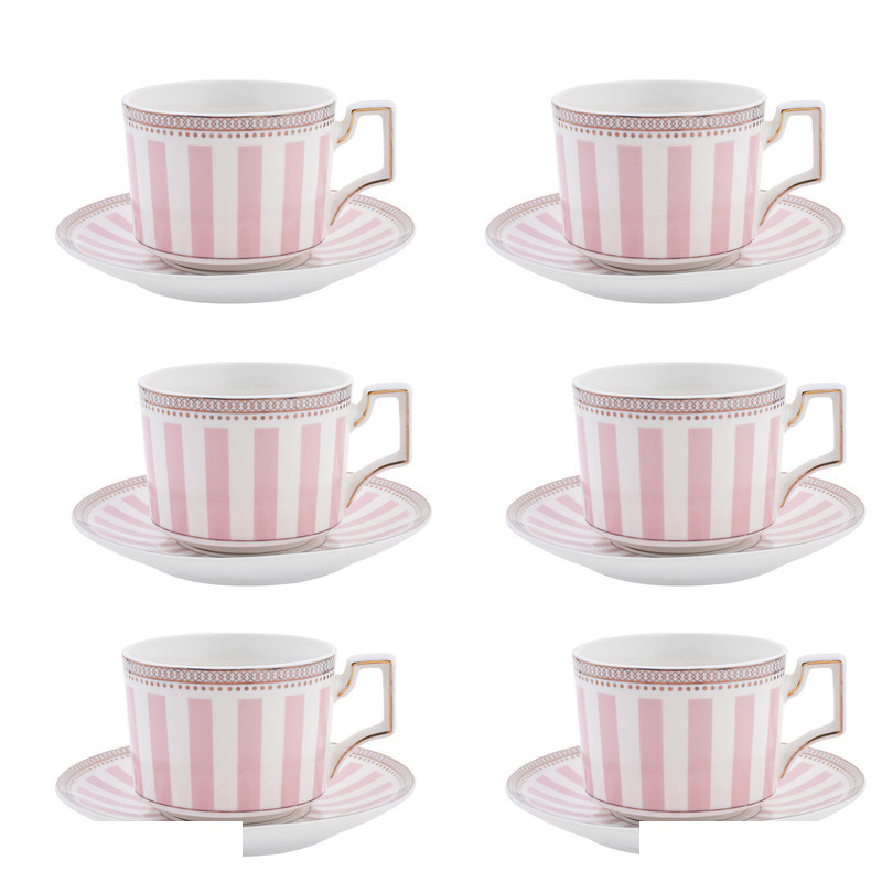 سرویس قهوه خوری 12 پارچه 6 نفره کاراجا مدل Jolly Pink Bold Line