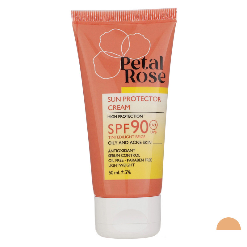 کرم ضد آفتاب رنگی پتال رز SPF 90 مدل 01 مناسب پوست های چرب حجم 50 میلیلیتر