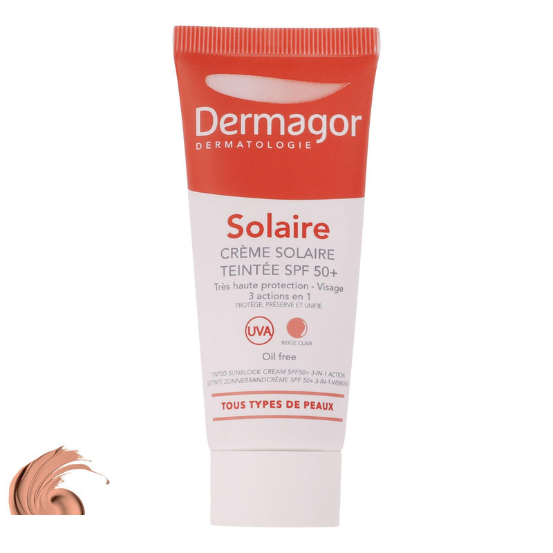 کرم ضدآفتاب رنگی درماگور SPF50 مدل 3 در 1 مناسب پوست های مختلط حجم 40 میلیلیتر کرم ضدآفتاب رنگی درماگور SPF50 مدل 3 در 1 مناسب پوست های مختلط حجم 40 میلیلیتر
