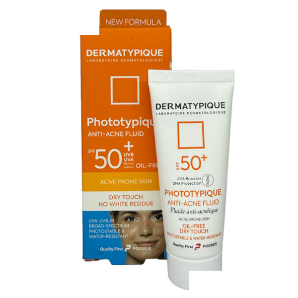 فلوئید ضد آفتاب بدون رنگ درماتیپیک مدل anti acne محافظ UVAUVB مناسب برای پوست چرب حجم 40 میلی لیتر فلوئید ضد آفتاب بدون رنگ درماتیپیک مدل anti acne محافظ UVAUVB مناسب برای پوست چرب حجم 40 میلی لیتر