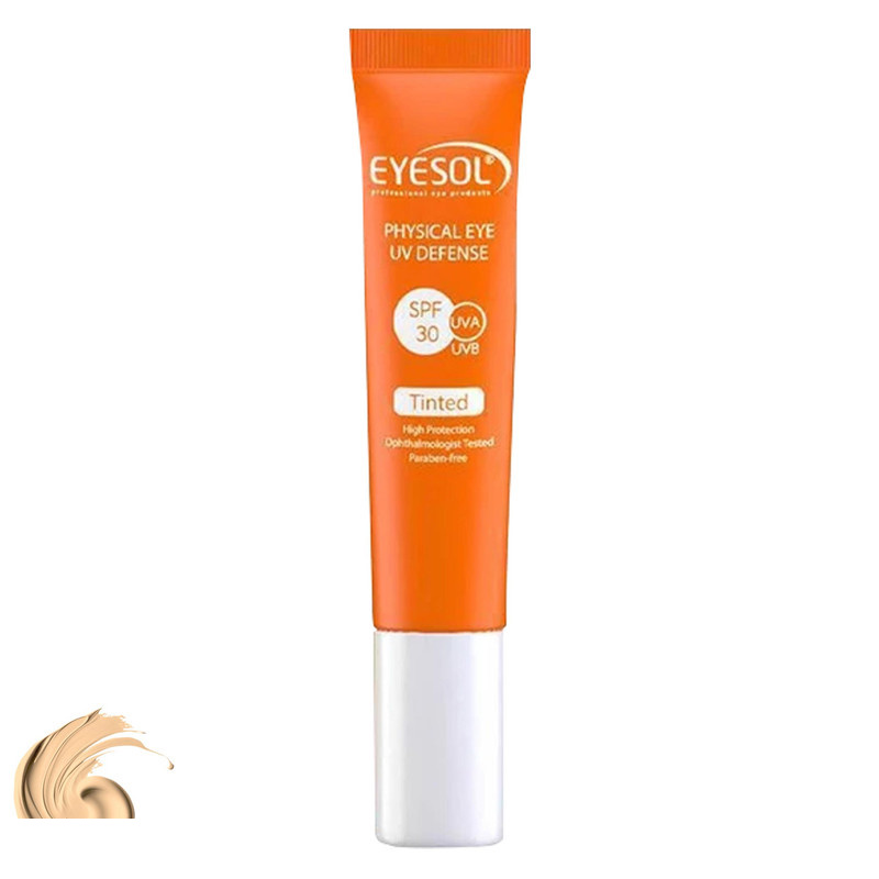 کرم ضد آفتاب رنگی دور چشم آیسول SPF 30 مدل TINTED مناسب برای انواع پوست حجم 15 میلیلیتر