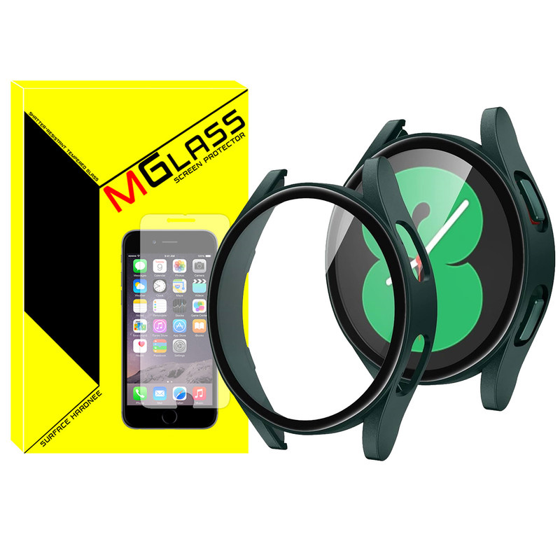 کاور ام گلس مدل PC-Bumper-MG مناسب برای ساعت هوشمند سامسونگ Galaxy Watch 4 44mm به همراه محافظ صفحه نمایش