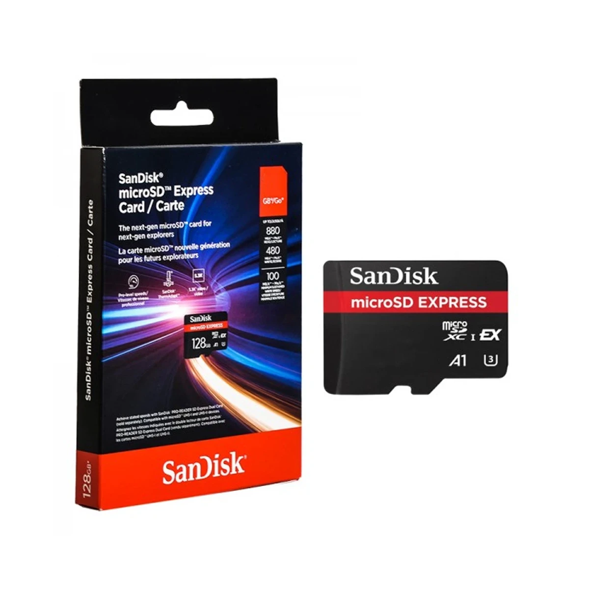کارت حافظه microSDXC سن دیسک مدل Express استاندارد UHS-I U3 سرعت 880MBps ظرفیت 128 گیگابایت کارت حافظه microSDXC سن دیسک مدل Express استاندارد UHS-I U3 سرعت 880MBps ظرفیت 128 گیگابایت-small-image