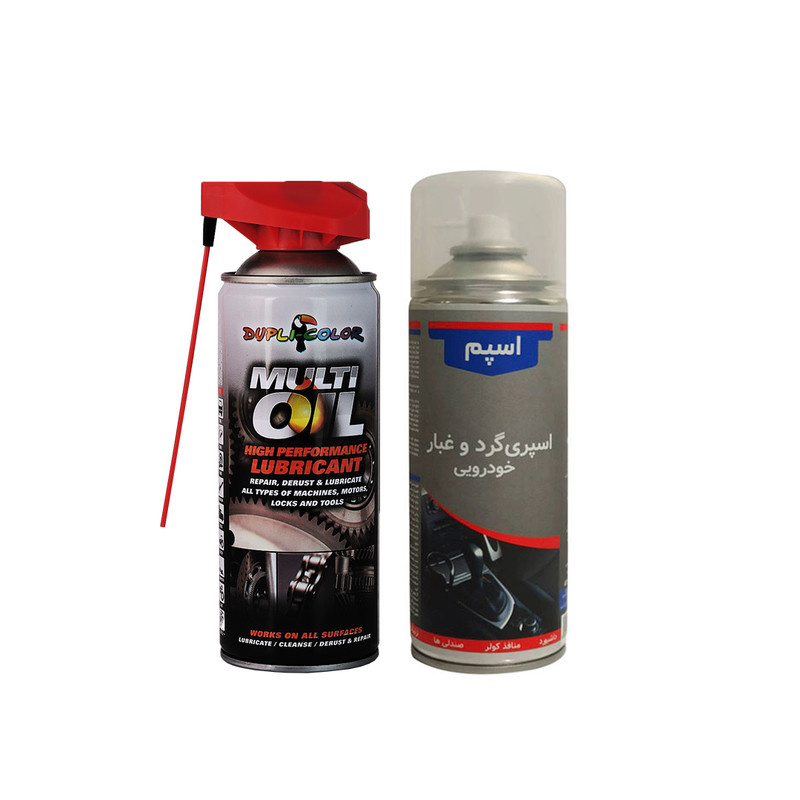 اسپری پاک کننده گردوغبار خودرو و روان کننده قطعات خودرو دوپلی کالر مدل d-oil2 حجم 400 میلی لیتر مجموعه 2عددی