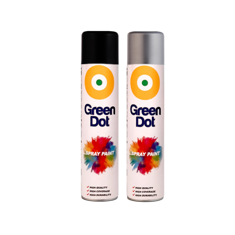 اسپری رنگ مشکی براق و نقره ای گرین دات مدل gren2 حجم 300 میلی لیتر اسپری رنگ مشکی براق و نقره ای گرین دات مدل gren2 حجم 300 میلی لیتر