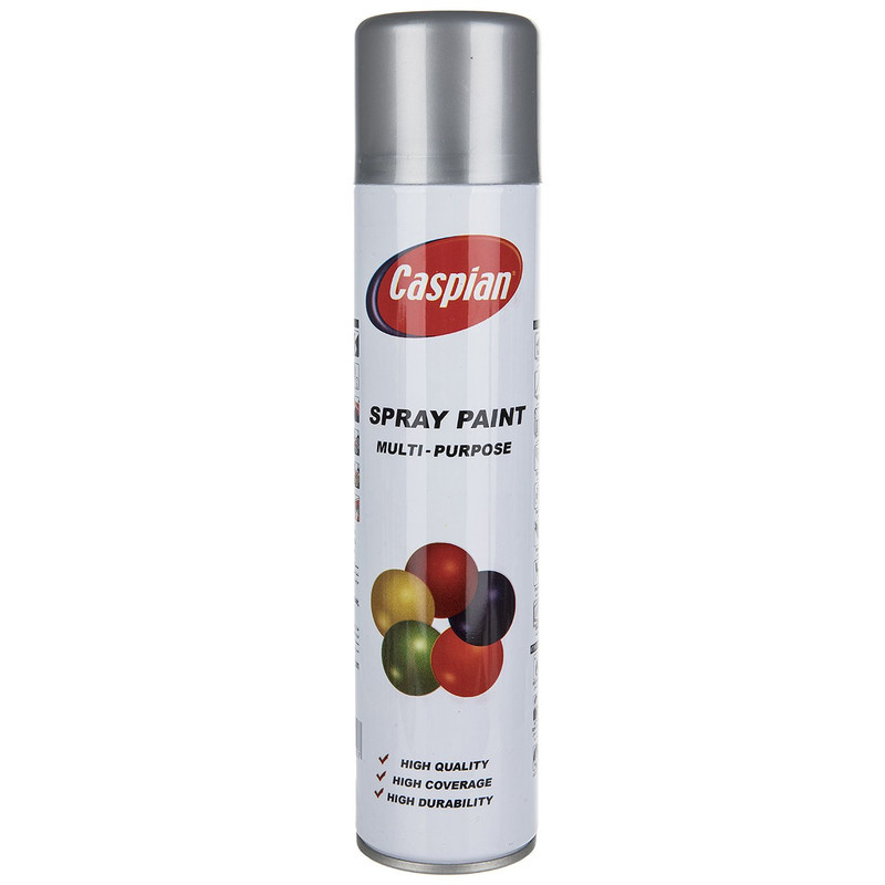 اسپری رنگ نقره ای روشن کاسپین وزن 295 گرم اسپری رنگ نقره ای روشن کاسپین وزن 295 گرم