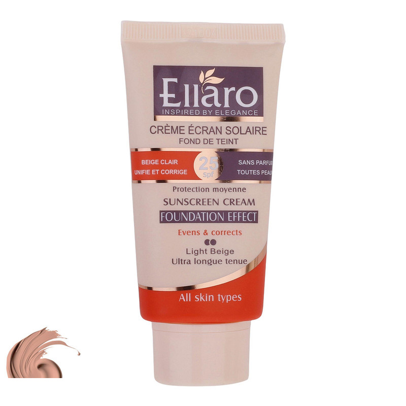 کرم ضد آفتاب رنگی الارو SPF25 سری Fundation Effect مناسب انواع پوست تحت لیسانس حجم 40 میلی لیتر کرم ضد آفتاب رنگی الارو SPF25 سری Fundation Effect مناسب انواع پوست تحت لیسانس حجم 40 میلی لیتر