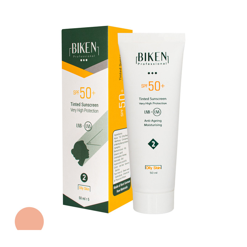 کرم ضد آفتاب رنگی بیکن SPF 50 مدل شماره 2 مناسب پوست های چرب حجم 50 میلی لیتر