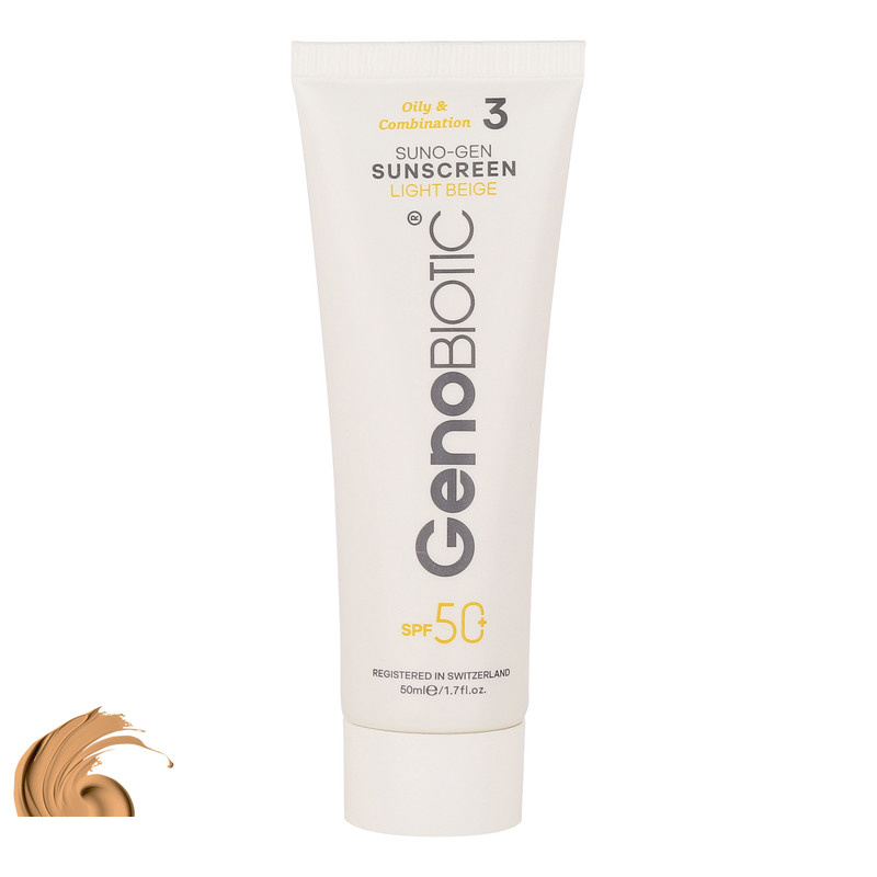 کرم ضدآفتاب رنگی ژنوبایوتیک SPF 50 مدل SUNO مناسب پوست های چربو حجم 50 میلی لیتر کرم ضدآفتاب رنگی ژنوبایوتیک SPF 50 مدل SUNO مناسب پوست های چربو حجم 50 میلی لیتر