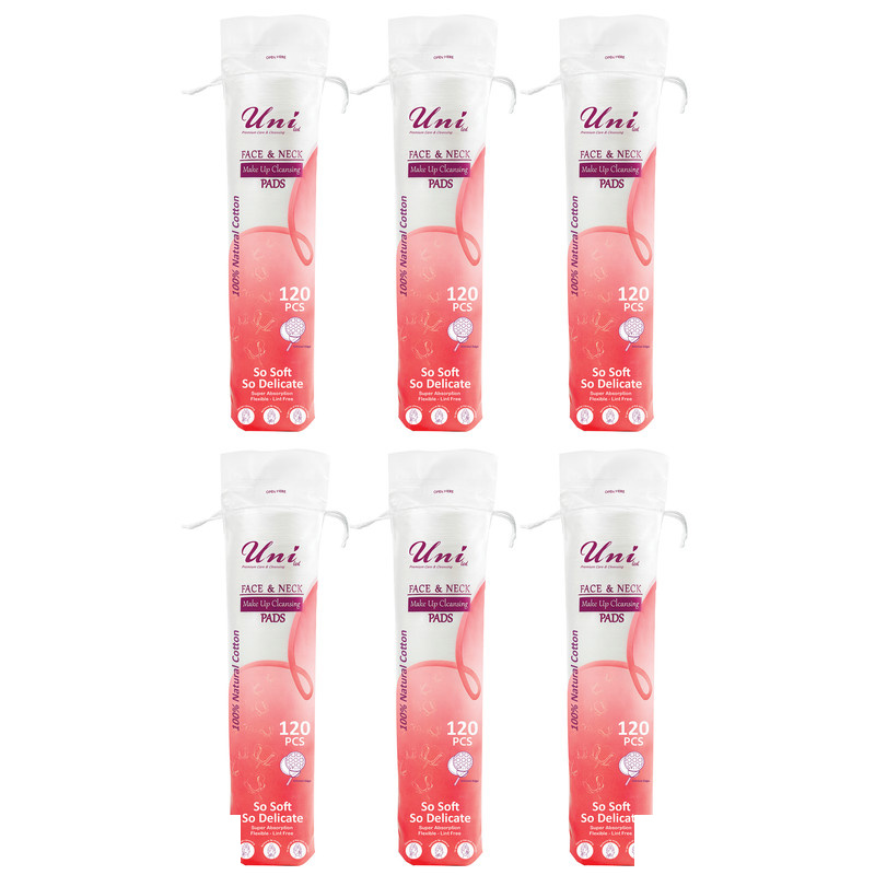 پد پاک کننده آرایش صورت یونی لد مدل  Ultra Soft.Cotton Silk شش بسته 120 عددی