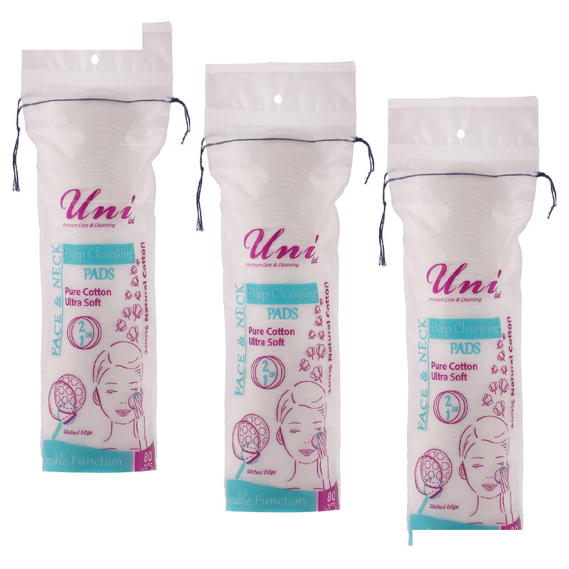 پد پاک کننده آرایش یونی لد مدل Ultra Soft سه بسته 80 عددی