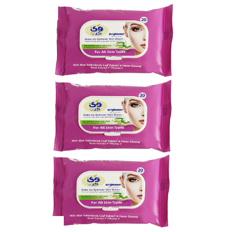 دستمال مرطوب وی کر مدل Ginseng-Aloe Vera سه بسته 20 عددی دستمال مرطوب وی کر مدل Ginseng-Aloe Vera سه بسته 20 عددی