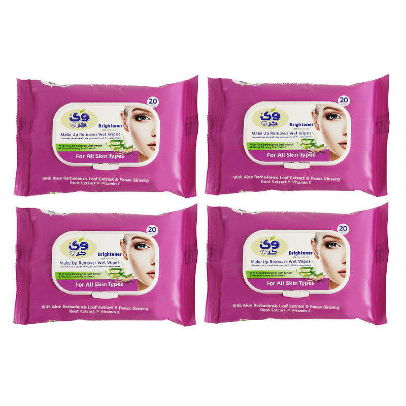 دستمال مرطوب وی کر مدل Ginseng- Aloe Vera چهار بسته 20 عددی دستمال مرطوب وی کر مدل Ginseng- Aloe Vera چهار بسته 20 عددی