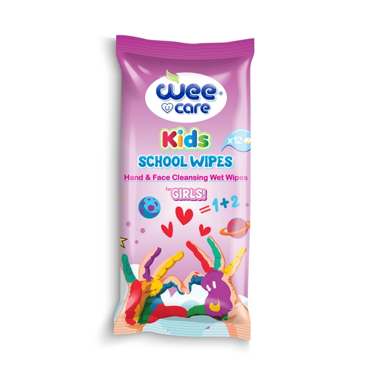 دستمال مرطوب جیبی کودک وی کر مدل پاک کننده دست و صورت kids (بنفش) بسته 12 عددی-small-image