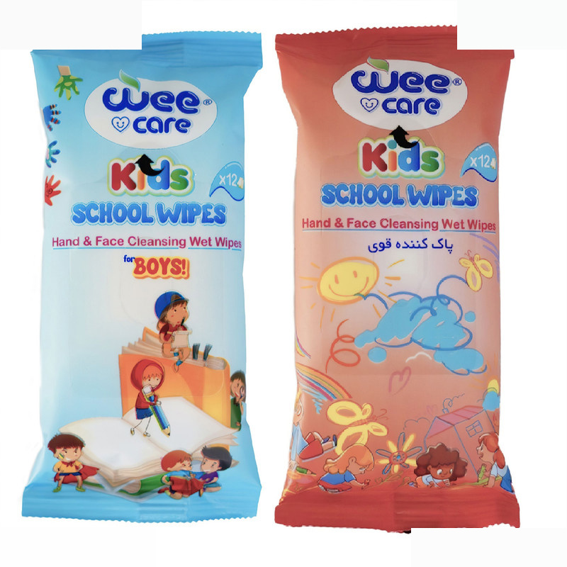 دستمال مرطوب کودک وی کر مدل جیبی Kids Wipes school boys دو بسته 12 عددی