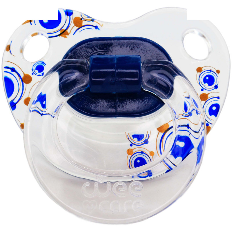 پستانک ارتودنسی وی کر مدل دسته دار شفاف چاپدار happy سایز 6-12 ماه کد P116