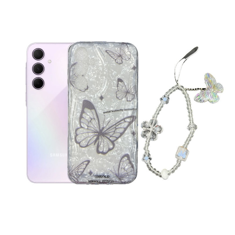 کاور طرح پروانه صدفی مناسب برای گوشی موبایل سامسونگ Galaxy A35 به همراه آویز کاور طرح پروانه صدفی مناسب برای گوشی موبایل سامسونگ Galaxy A35 به همراه آویز