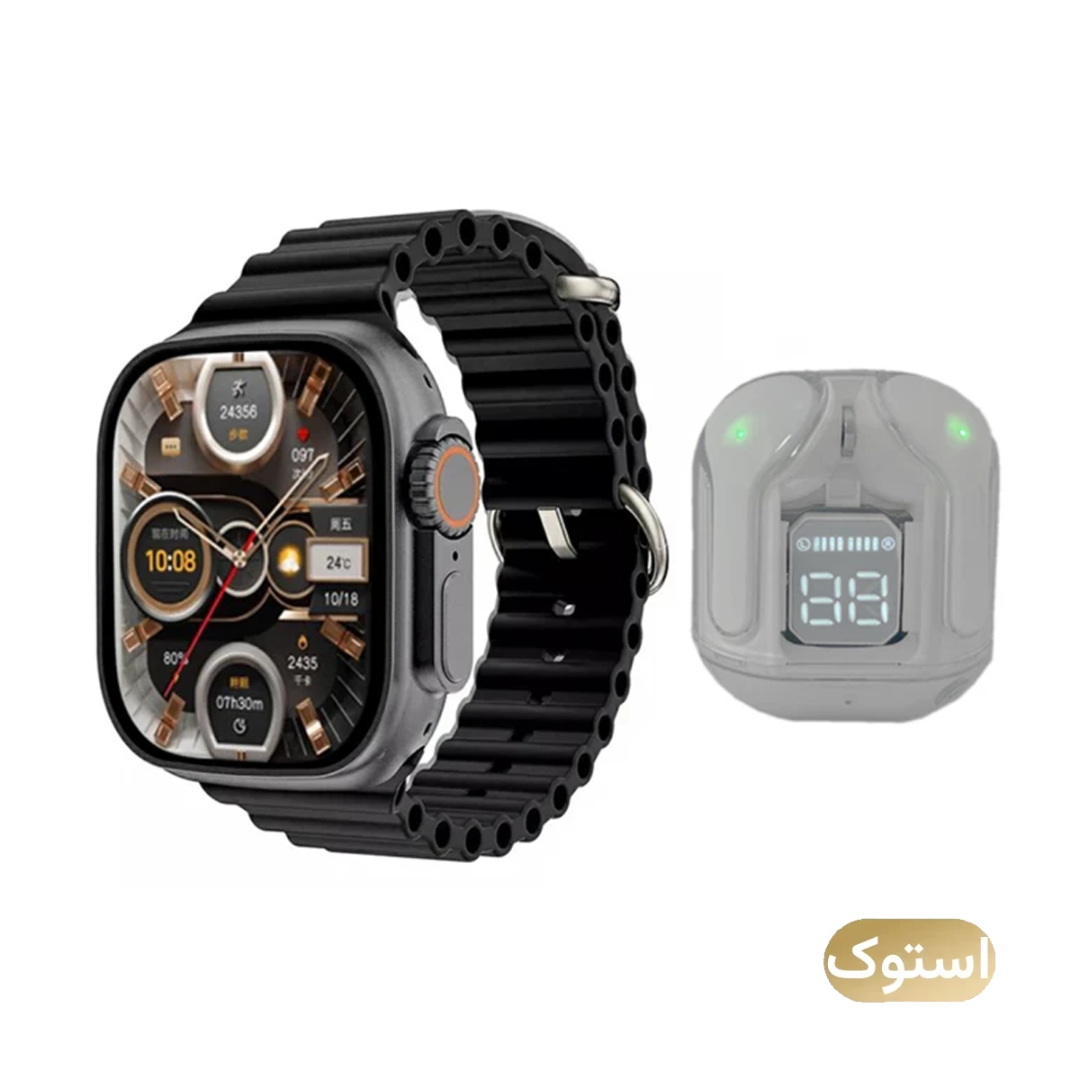 ساعت هوشمند استوک Open Box ویسمی مدل WS-X19 Ultra 3 به همراه هندزفری بلوتوثی - بدنه تیتانیوم بند مشکی-small-image