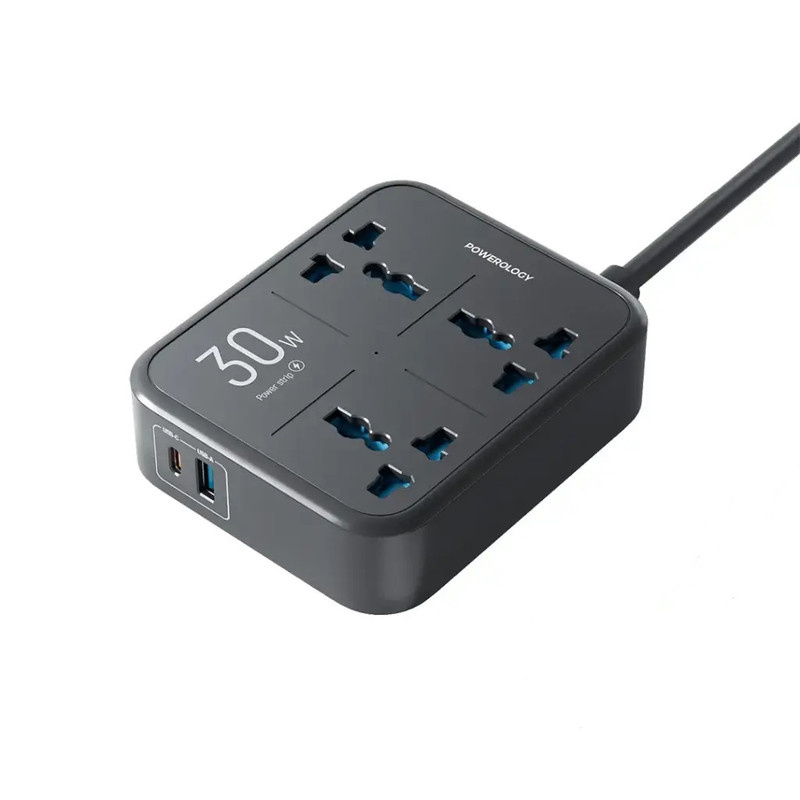 چندراهی برق محافظ دار پاورولوجی مدل Power strip 3AC 3250W PWCUQC037 چندراهی برق محافظ دار پاورولوجی مدل Power strip 3AC 3250W PWCUQC037