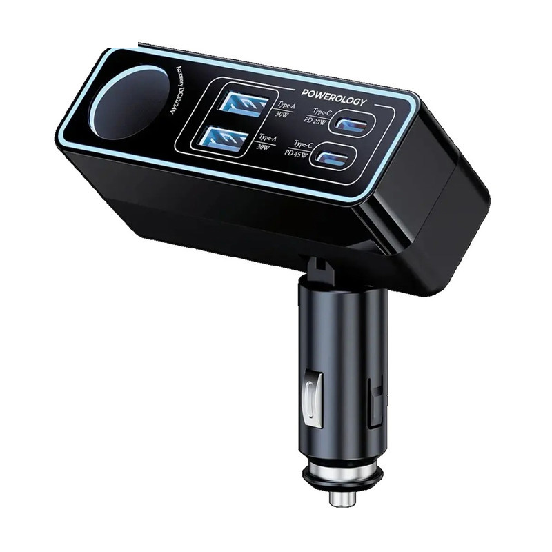 شارژر فندکی 125 وات 5 پورت پاورولوجی مدل Brio 125W PWDA58BK