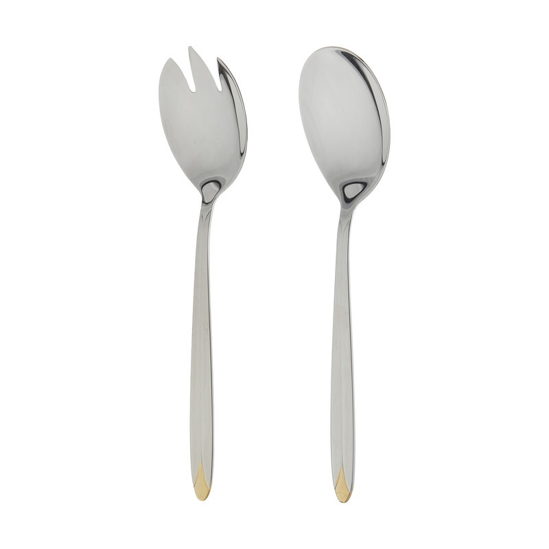 قاشق و چنگال سرو سالاد ناب استیل مدل پالرمو کد SZ-300-01