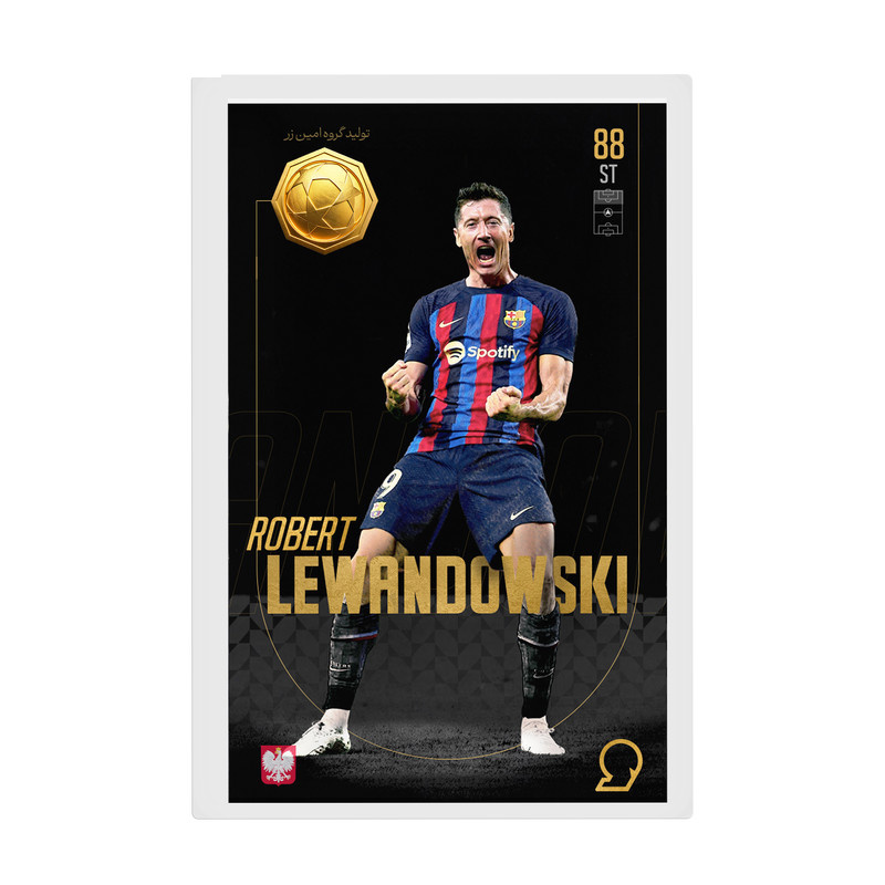 طلا گرمی 18 عیار سوت مدل Robert Lewandowski طرح کارت فوتبالی 2025 کد SO10098 طلا گرمی 18 عیار سوت مدل Robert Lewandowski طرح کارت فوتبالی 2025 کد SO10098