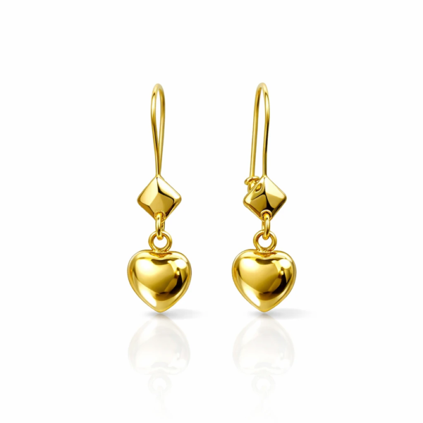 گوشواره طلا 18 عیار قلبی گالری طلا ادیب زر کد10145